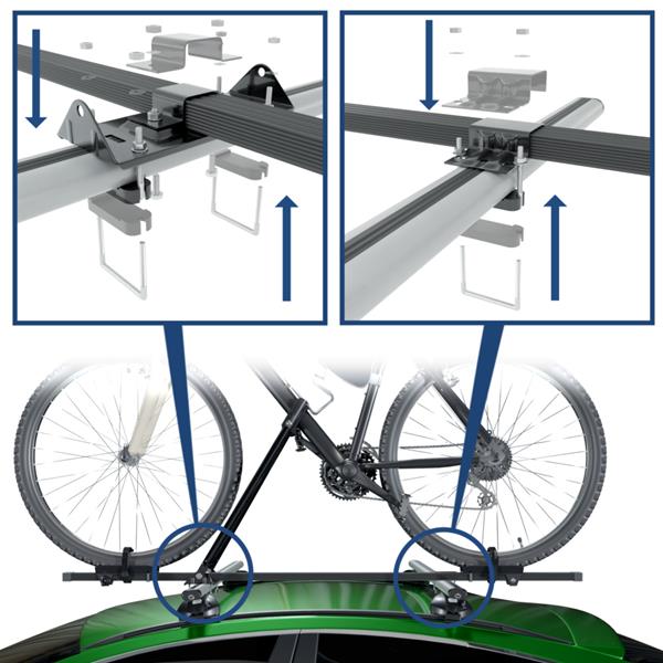3x Portabicicletas de techo, Soporte para bicicletas para el techo del  coche con barra de aluminio con llave TOUR - Amos Aluminio 7617