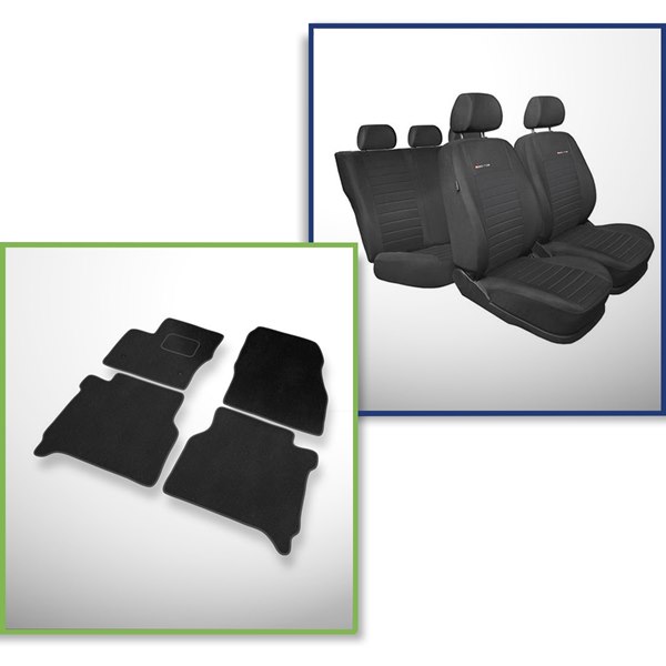 Set: teppiche aus velours (5-Sitzer) + maßgeschneiderte sitzbezüge für Ford  Transit Connect II Van (2014-2020) – Elegance P-4